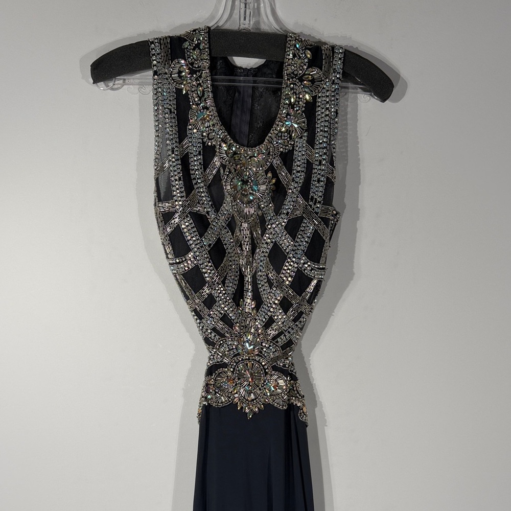Alyce Paris blue/grey Dress with Silver Accents